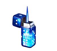 Refillable Butane Lighters - Waterproof, Windproof, Direct-Flush Design with LED Light, Glow-in-the-Dark Dice, Transparent Body, Ideal for Outdoor Use