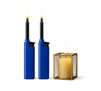 Refillable Candle Lighters - 2 Pack Long Nozzle Butane Gas Lighters for Candles, Kitchen, BBQ, Fireplace & Grill - Windproof Flame, Safe Ignition, Ergonomic Handle, Eco-Friendly Reusable Design,Blue