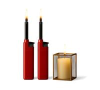 Refillable Candle Lighters - 2 Pack Long Nozzle Butane Gas Lighters for Candles, Kitchen, BBQ, Fireplace & Grill - Windproof Flame, Safe Ignition, Ergonomic Handle, Eco-Friendly Reusable Design