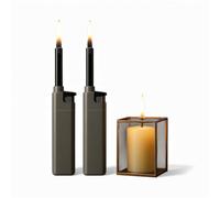 Refillable Candle Lighters - 2 Pack Long Nozzle Butane Gas Lighters for Candles, Kitchen, BBQ, Fireplace & Grill - Windproof Flame, Safe Ignition, Ergonomic Handle, Eco-Friendly Reusable Design, Grey