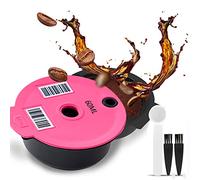 Refillable Coffee Capsule, Reusable Coffee Filter, with Silicone Lid, Coffee Spoon and 2 Brushes for Bosch Tassimo Coffee Machine Accessories (Pink 60 ml)
