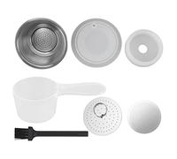Refillable Coffee Capsule, Stainless Steel Reusable Coffee Pod, High Temperature Resistant with Food Grade Silicone Lid for Nespresso Machines, Includes Scoop and Brush (White)