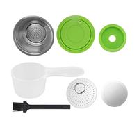 Refillable Coffee Capsule, Stainless Steel Reusable Coffee Pod with Food Grade Silicone Lid, High Temperature Filter for Home Espresso Machines (Green)