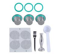 Refillable Coffee Capsuled with Tamper and Spoon Coffee Pods Stainless Steels Cup Metal Reusable Capsuled Filter Pods Filter with Tamper and Spoon
