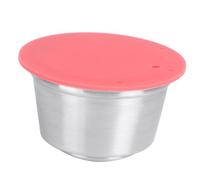 Refillable Coffee Capsules Cup, Lor Coffee Machine Refillable Pods Stainless Steel Reusable Capsules Compatible with Maker (Red)