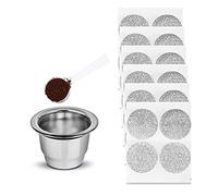 Refillable Coffee Capsules Cup Stainless Steel Reusable Pods Compatible with Nespresso Machines (1* Capsules+100 Foils Seal)