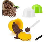 Refillable Coffee Capsules Pods, Reusable Coffee Capsule for Dolce Gusto 3PCS Refillable Coffee Capsules Pods, Refillable Dolce Gusto Pods with 1 Plastic Spoon and 1 Cleaning Brush