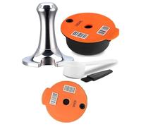 Refillable Coffee Capsules, Stainless Steel Coffee Pods Compatible with Tassimo Machines (180ML+60ML LID+Tamper)