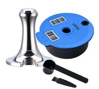 Refillable Coffee Capsules, Stainless Steel Coffee Pods Compatible with Tassimo Machines (180ML Blue +Tameper)