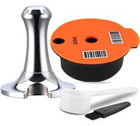 Refillable Coffee Capsules, Stainless Steel Coffee Pods Compatible with Tassimo Machines (60ML Red +Tamper)