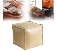 Refillable Cushion Bag, Multifunctional Storage Footstool, 16-inch Cube Cushion, Waterproof And Uv-resistant Fabric, Small Space Storage Solution (Beige)