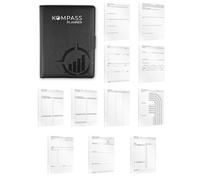 Refillable DIN A5 Ring Binder Planner for More Focus & Productivity, Planner Set, Organisation, Goals, Habit Tracker, Journaling, Reflection & Notes (Black, Journaling Set)