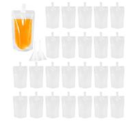 Refillable Drink Pouches for Festivals, 25 PCS 500ml Clear Travel Plastic Drinks Flasks Cruise Kit, Reusable Plastic Flasks Pouch Bags, Beverage Bags for Party Picnic Beverage Drinks