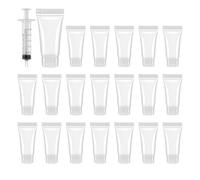 Refillable Empty Tubes Bottles, 20 Pcs 5ml Portable Travel Tubes with Syringes Clear Refillable Toothpaste Tubes Soft Squeezable Containers for Sample Shampoo Makeup Facial Cleanser Lip Gloss