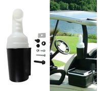 Refillable Golf Cart Sand Bottle for EZGO - No-Drill U-Bracket Mount, ABS Construction, Curved Neck Design to Keep Sand Dry, 18-Hole Capacity