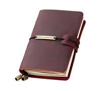 Refillable Handmade Travelers Notebook, Leather Travel Journal Notebook for Men & Women, Perfect for Writing, Gifts, Travelers, 5.2" x 4" Inches - Wine