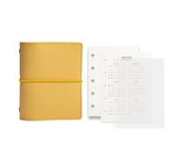 Refillable Leather 5 Rings Binder Notebook with Refill Paper 5 Holes Binder Planner 12.3x9.8CM Leather Covers Pocket Sized Planner for Professional
