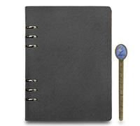 Refillable Leather Journal A5 Hardcover Binder Ruled Notebook Travel Diary Business Executive Daily Personal Planner Card Slot Built-in with Book Ruler