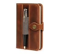Refillable Leather Journal Cover - Tan, Field Journal Diary Cover with Pen Loop & Card Pocket | Premium Leather Pocket Planner, Handbook & Bible Cover | Travel-Friendly Organizer for Notes & Sketches