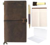 Refillable Leather Journal, Refillable Travellers Notebook for Men, Handmade Travelers Leather Travel Journal for Women, Vintage Antique Travel Diary Standard TN + Pen for Sketching