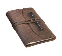 Refillable Leather Journal Writing Notebook - Lay Flat Notebook, Handmade Leather Bound Diary, Travel Diary, Creative Writing Art Sketchbook to Write in, A5 Dark Brown