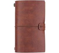 Refillable Leather Travel Journal for Men & Women,Pocket Travelers Notebook,Vintage Small Notebook Cover for Field Notes, Small 13x20cm, Red Brown