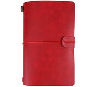 Refillable Leather Travel Journal, Leather Notebook Cover with Buckle Closure, Personalized Vintage Writing Diary, Sketchbook, Travelers Notebook, 5 Color Options (Red)