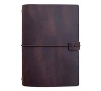 Refillable Leather Travelers Notebook -A5 Travel Journal with Lined Insert, 8.5 x 5.5 Inches, Dark Brown