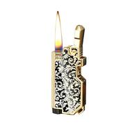 Refillable Mechanical Ejector Lighter, Classic Windproof Soft-Flame Metal Body, Double-Sided Design, Ideal for Collection or Gift (Fuel Not Included)