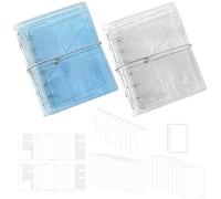 Refillable Notebook Binder A7 - PVC Tri Fold Multi Pocket Journal Organizer | Photocard Holder System, Portable Storage Writing Notebook Planner, For Students Home School Classroom Office Vacation