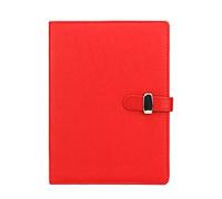 Refillable Notebook PU Leather Loose Leaf Binder Notepad Classic Lined with Pocket and Pen Holder for Business Meeting Travel Journal (A5, Red)