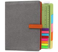 Refillable Notebooks B5, Personal Organiser Cloth Cover Journal for Office School Students Travelers, Loose-Leaf 9 Ring Binder Notepad with Pen Holder, Card Slots, Lined/Ruled, 80 Sheets, Light Grey