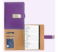 Refillable Password Book with Alphabetical Tabs & Lock, 7.5x5.5in, Hardcover Password Keeper Book of Internet Website, Password Notebook & Organizer for Home Office, w/Pockets, Purple