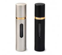 Refillable Perfume Atomiser, 8ml 2 Pack Travel Perfume Bottle, Portable Mini Spray Bottle with Visible Window, Leak Proof Fine Mist TSA Approved Refillable Bottle for Women Men, Black & golden