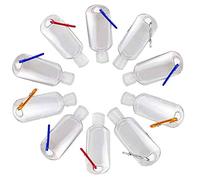 Refillable Plastic Bottles with Flip Top 50ml Travel Size Belt Clip Hook Carabiner Mini Liquid Gel Portable Dispenser Leakproof Container (Pack of 5)