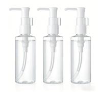 Refillable Plastic Clear Flat Pumps Lotion Cream Cleansing Oil Dispenser Bottle Travel Bottles Pump Bottle Make Up Cosmetic Container Holder Pack of 3 (100ml)