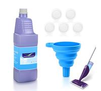 Refillable Replacement Bottle for Flash Power Spray Mop, 1.25L / 42.3 oz, Empty, Leak-Proof HDPE Cleaner Solution Refill Bottle with 5 Silicone Gaskets & 1 Foldable Funnel