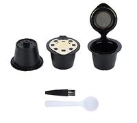 Refillable Reusable Coffee Capsules Pods Second Generation with Foam Function Universal Size for Original Machine Includes 3 Coffee Capsules 1 Spoon 1 Brush Food Grade Material (Gold)