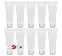 HANSPORTA Refillable Travel Tubes 10PCS 5ml Empty Tubes for Facial Cleanser Hand Cream Lotion Clear Plastic Squeeze Sample Bottles for DIY Projects Soft Mini Toothpaste Travel Tubes, Frosted clear,