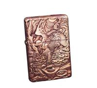 Refillable Vintage Brass Lighter with Dual Engraved Design, Grinding Wheel Ignition, Flip Top - Perfect Men's Gift and Camping Essential (No Fuel Required)