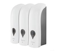 Refillable Wall Mounted Soap Dispenser for Bathroom, Compatible with Multiple Liquids Like Shampoo and Conditioner, Material and User Friendly Pump (White)