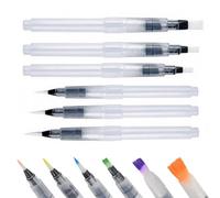 Refillable Watercolour Brush Pen Set,watercolour paint brushes,pack of 6 | water pens,water brush pen for Watercolour Painting, Sketching(white)