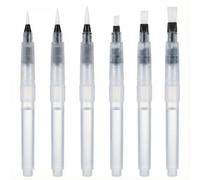 Refillable Watercolour Brush Pens Set - 6pcs Water Brush Pen with Refillable Reservoir, Fine Medium & Large Tips for Painting & Sketching, for Calligraphy, Sketching & Kids - Leak-Proof & Mess-Free