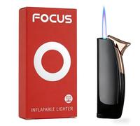 Refillable Windproof Metal Lighter - Elegant Arc Design with Adjustable Jet Flame |Butane Torch Lighter for Outdoor, Camping, Cigar | Reusable, Refillable (Gas Not Included) (Black)