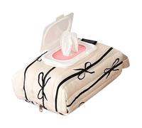 Refillable Wipes Container - Storage Wipe Pouch, Reusable Wet Wipes Bag | Lightweight Wipes Dispenser, Bow Pattern Organizer with Strap for Travel Diaper Bag Nursery Crib Car Use