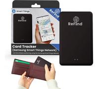 ReFind Wallet Tracker Card (Samsung Only) - Slim and Durable Smart Tag for Wallets, Bags, Suitcases and Luggage. Rechargeable Card Tracker Compatible with Samsung SmartThings App