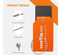 easyTag Wallet Tracker Card Cover, Tracking Card Holder with Cable Attachment | Silicone Suitcase Tag, Luggage tag Cover - Minimal Travel Accessory for Keys, Bags & Luggage (White)