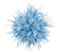 Refined 18cm Dainty Spiky Fabric Flower Brooch Pin for Women - Colorful Pom-Pom Fluffy Floral Peony Brooch with Crystal Accents - Trendy Jewelry Accessory for Parties and Special Occasions(Blue)