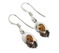 Refined Citrine Earrings - Romantic Pear Faceted Stones in Bezel Sterling Silver, Whisper-Light 29mm Yellow Glow