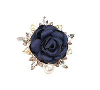 Refined Handmade Rose Flower Brooch Pin for Men and Women - Crystal Pearl Fabric Lapel Pin for Weddings, Parties, and Everyday Style(Blue)